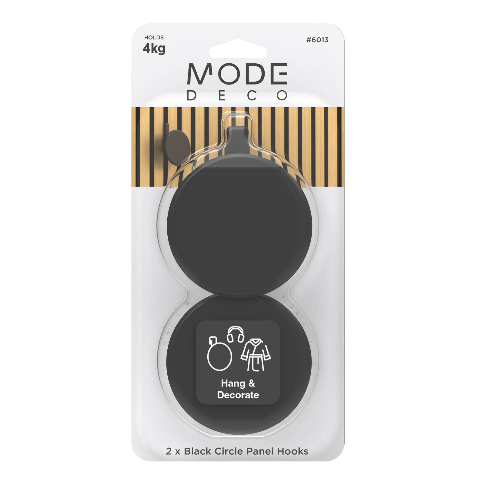 MODE Acoustic Panelling Robe Hooks Black 2 Pack
