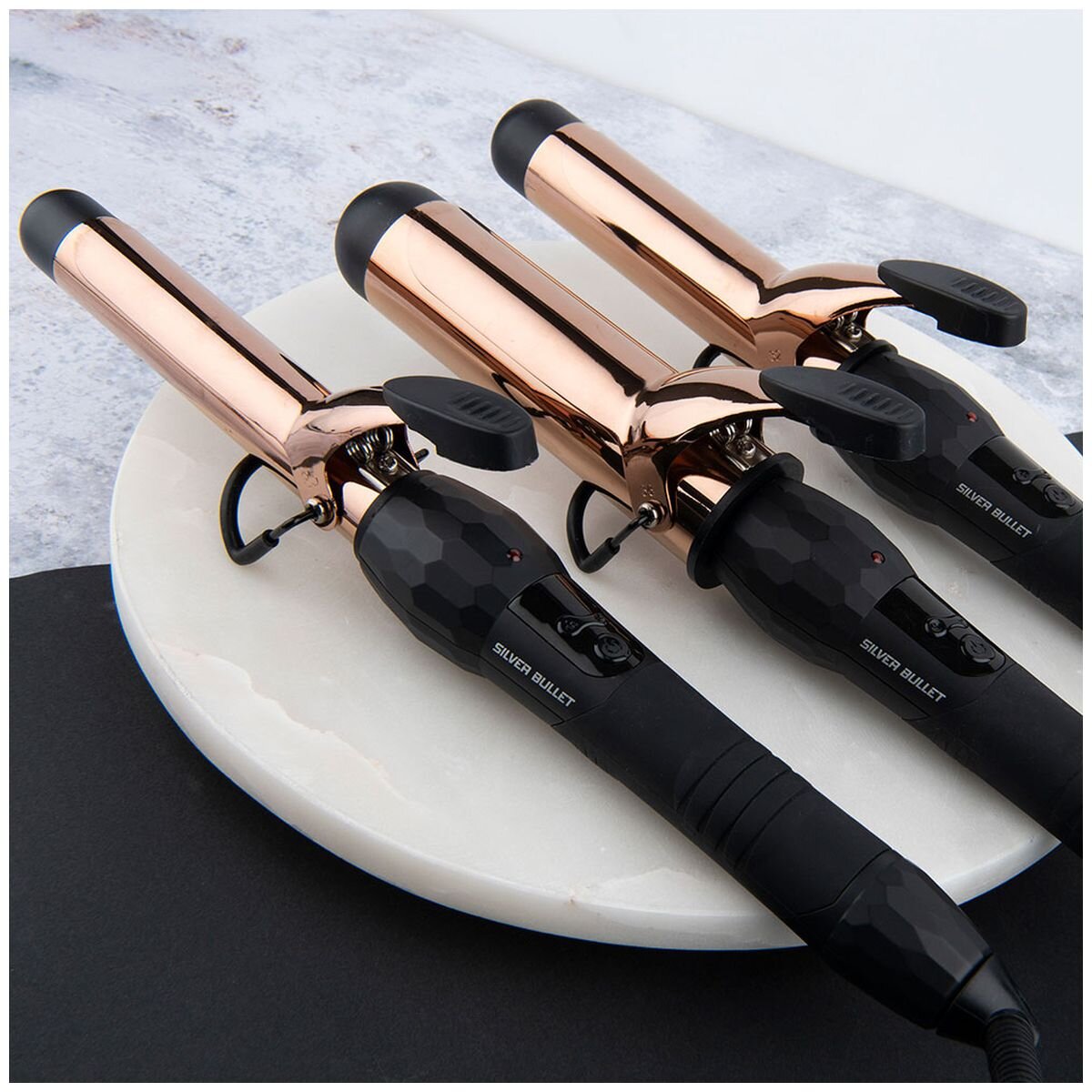 Silver Bullet Fastlane Rose Gold Titanium Curling Iron - 32mm Barrel, Loose Curls, Dual Voltage - 900873