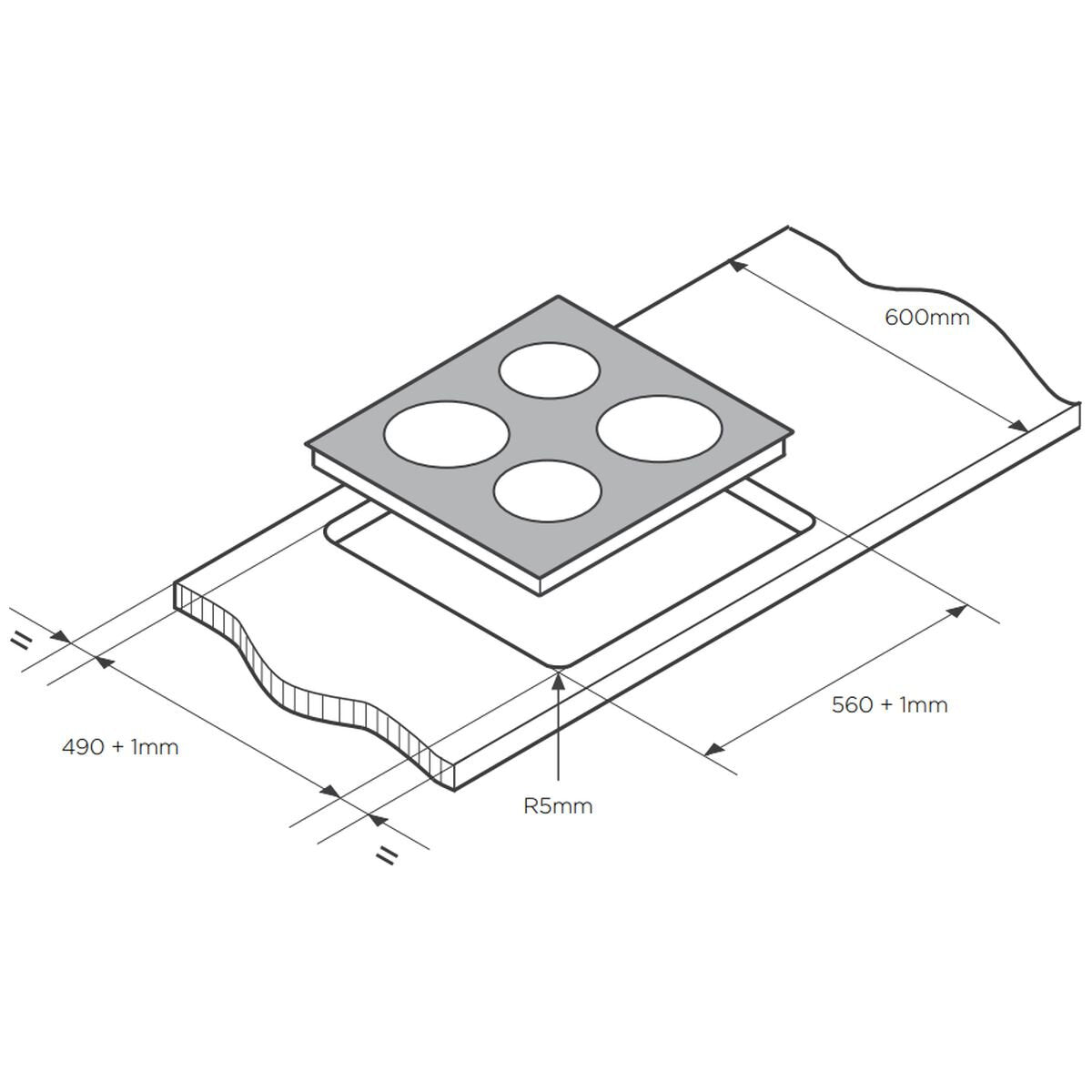 Westinghouse 60cm 4 Zone Ceramic Cooktop - Stainless Steel Trim, Dual Zone, 9 Power Levels - WHC642SC