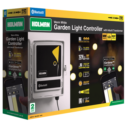 Holman 60W 12V Warm White Bluetooth Garden Light Controller With Inbuilt Transformer Wall Mounted Outdoor CLBW60