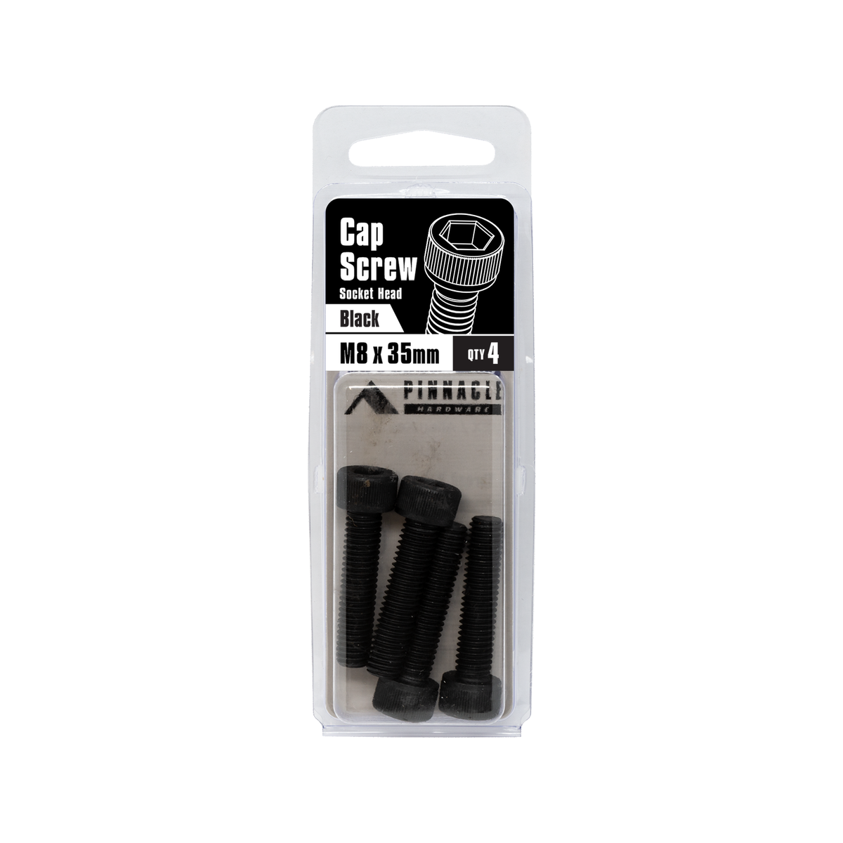 Pinnacle M8 x 35mm Steel Black Oxide Socket Head Cap Screw 4 Pack