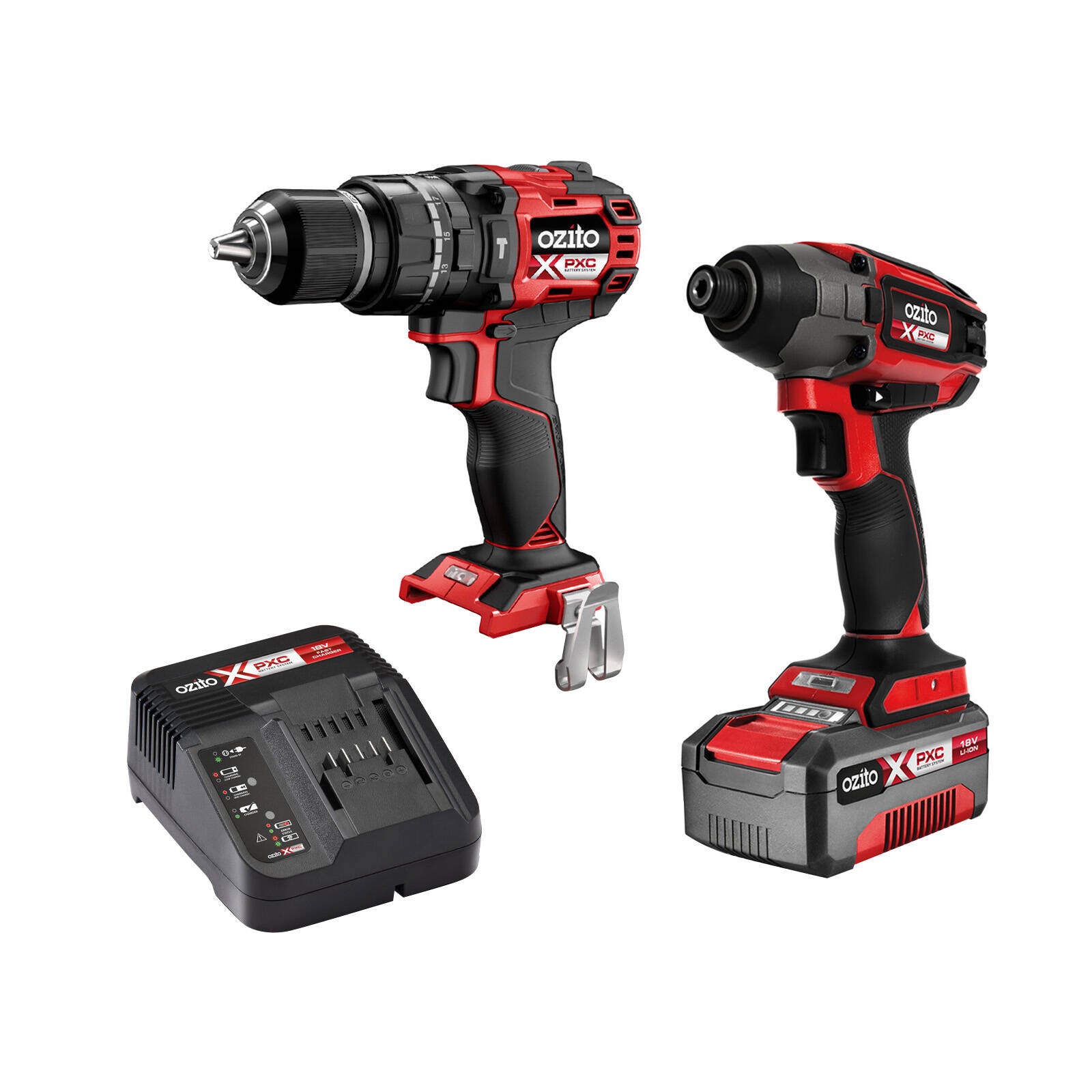 Ozito PXC 18V Brushless Hammer Drill and Impact Driver Kit PXBHIK-400