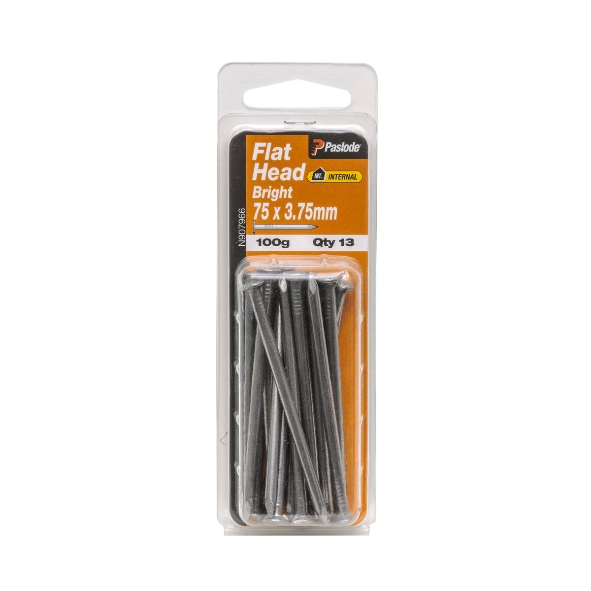 Paslode Flat Head Nails - 75mm - Bright Steel - Large Head - 13 Pack - SuperSaverAU - view 1