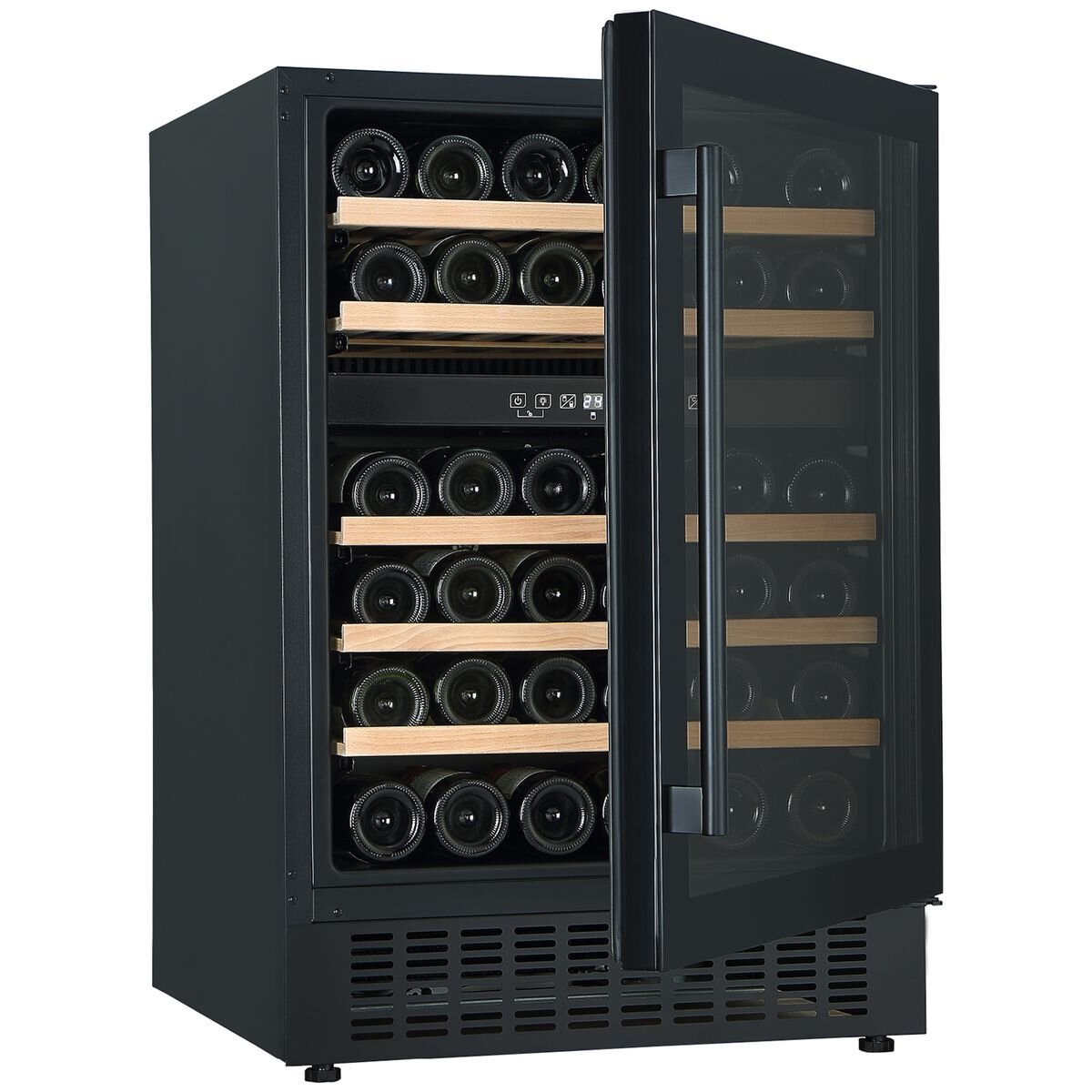 Cantina 46 Bottle Dual Zone Wine Cabinet - Black - Reversible Glass Door - CCWID46B