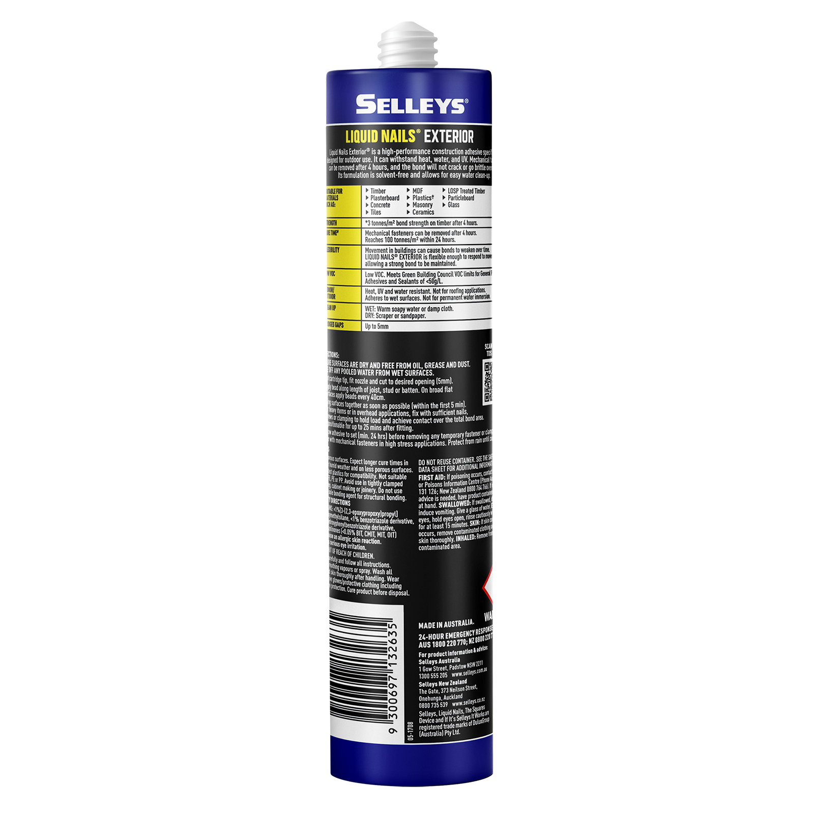 Selleys Liquid Nails Exterior Construction Adhesive, 350g, Weatherproof Outdoor