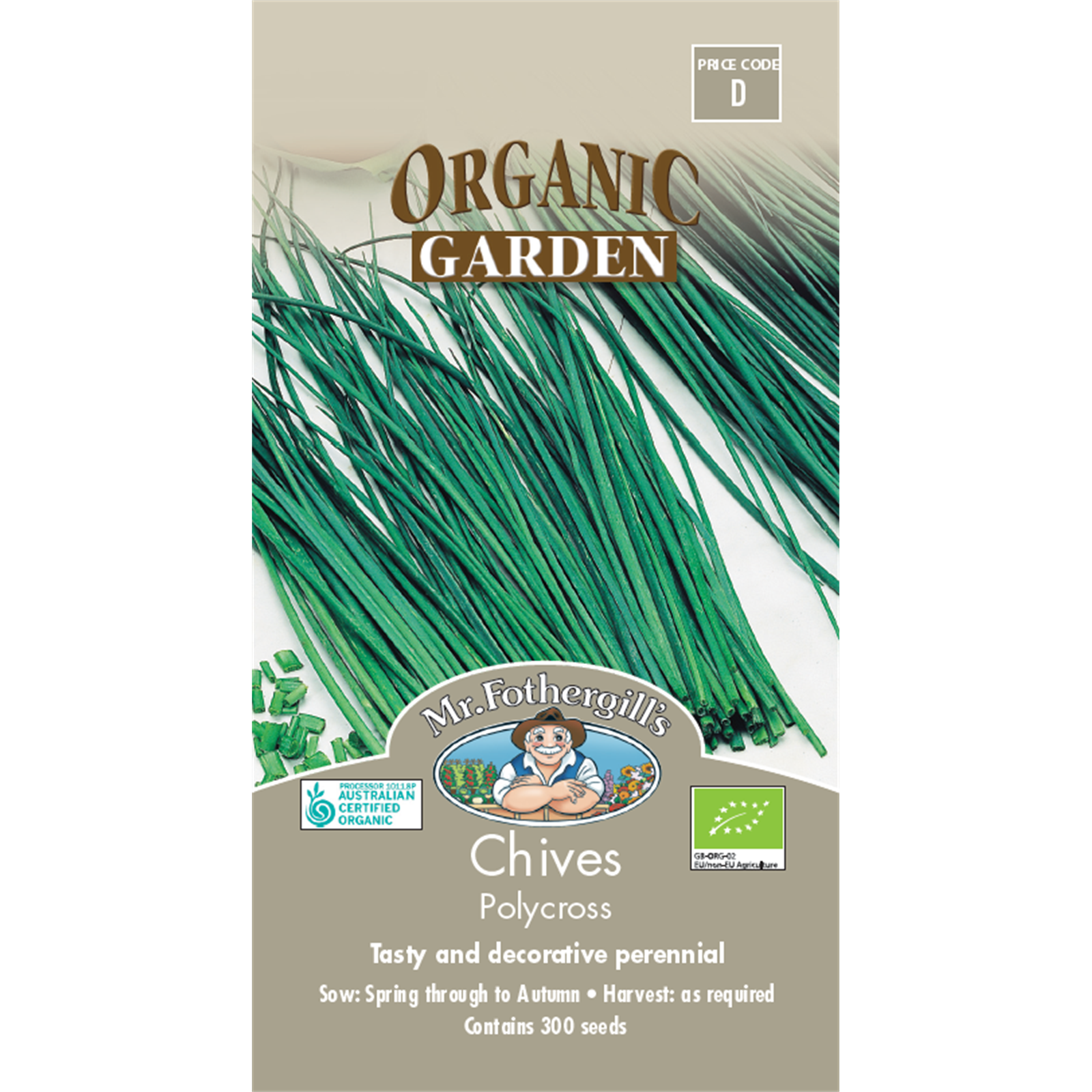 Mr Fothergill's Polycross Chives Organic Seeds, Mild Onion Flavour