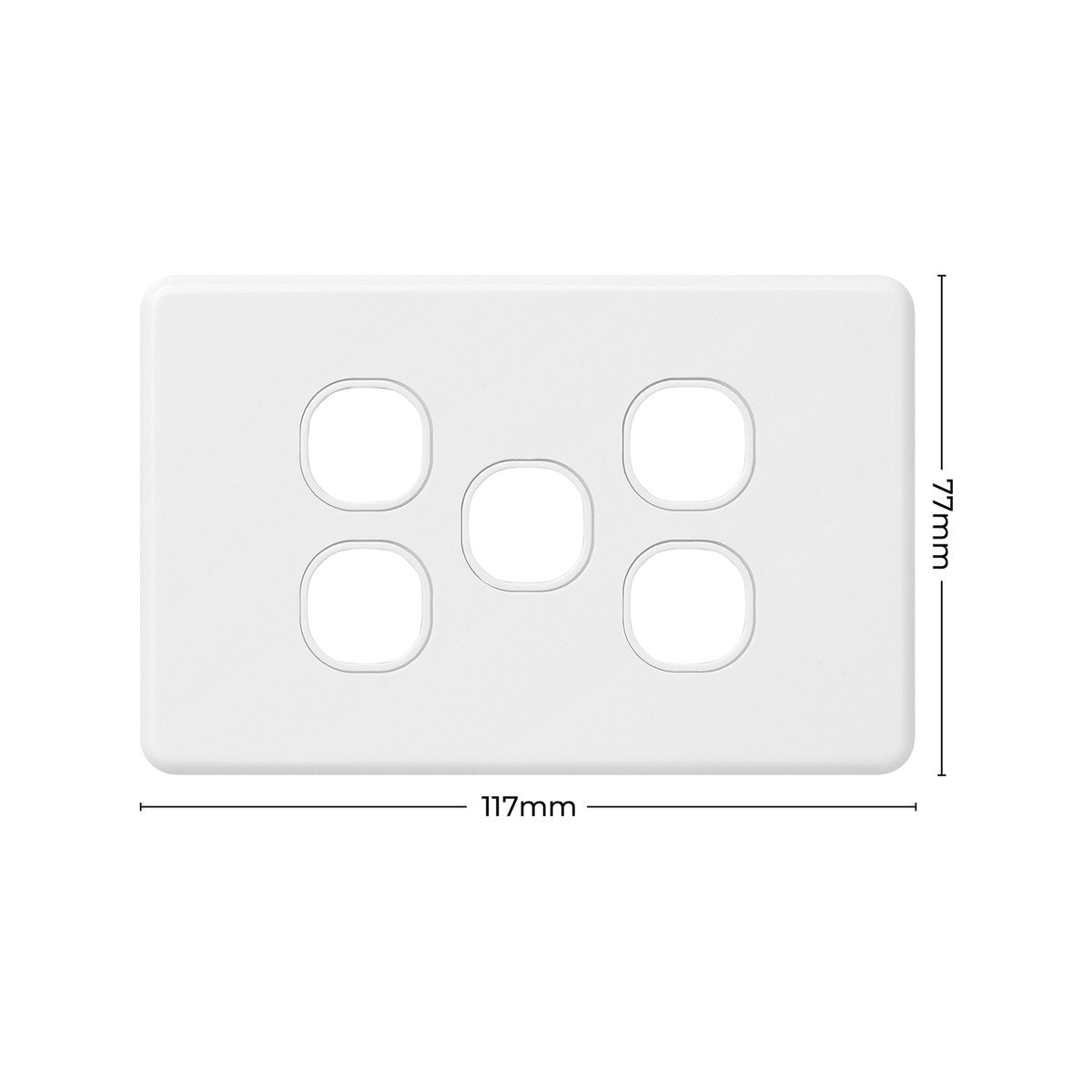 Deta X6 Five Gang Grid Plate - 77mm Polycarbonate - Modern Design - SuperSaverAU - view 4
