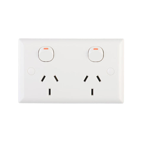 DETA Solid Plate Double Powerpoint - 250V 10A - ABS - Safe Design - SuperSaverAU - view 1