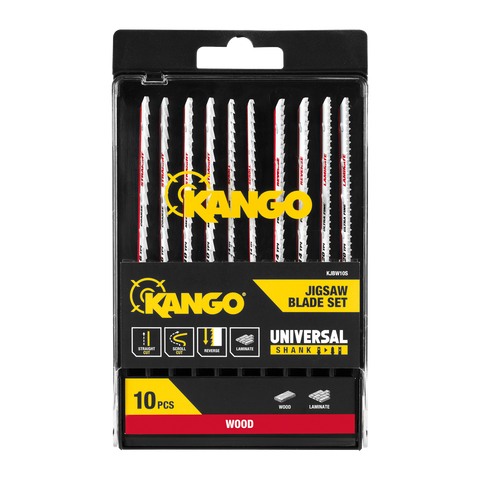 Kango 10 Piece Wood Jigsaw Blade Set, Straight, Scroll & Laminate Cuts