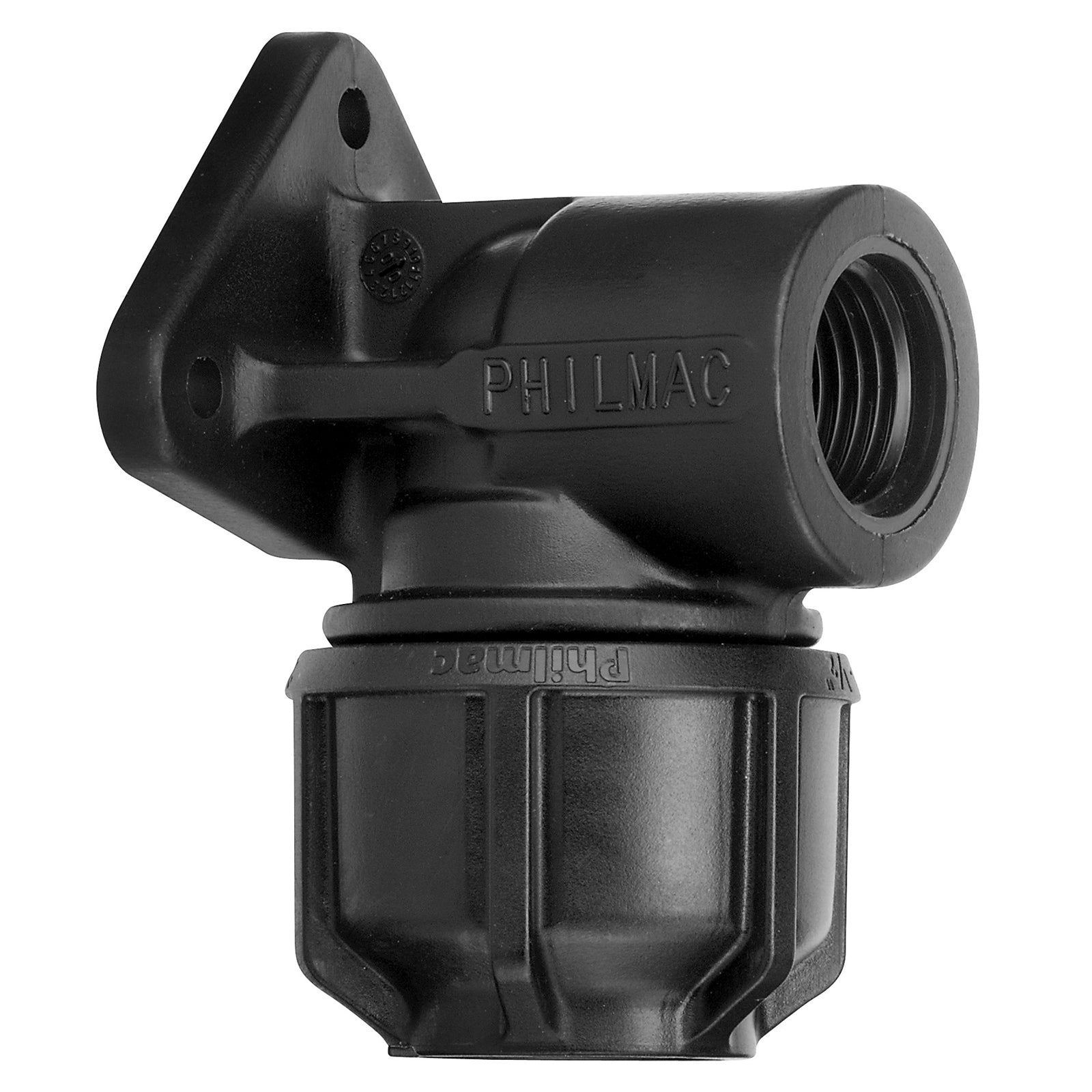Philmac 20mm Poly x 1/2" FI BSP Metric Pipe Elbow with Wall Plate