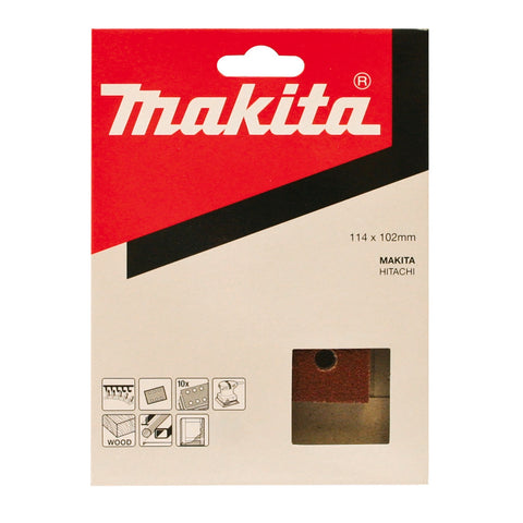 Makita P60 Wood/Paint Abrasive Sheet, 10 Pack, Aluminium Oxide, Pre-punched, Suits BO4565