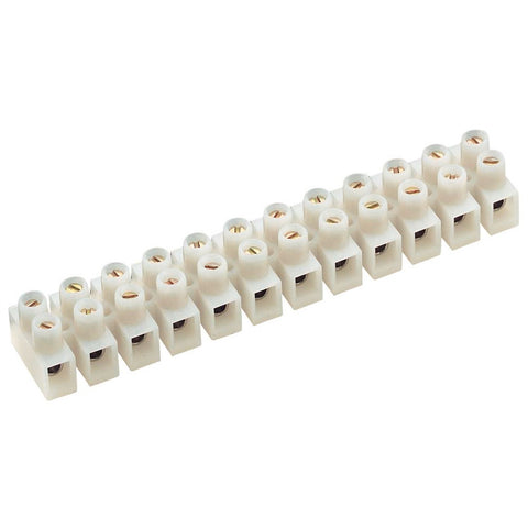 Narva 20A 3mm Terminal Connector Strip, White Polyamide, 12 Block