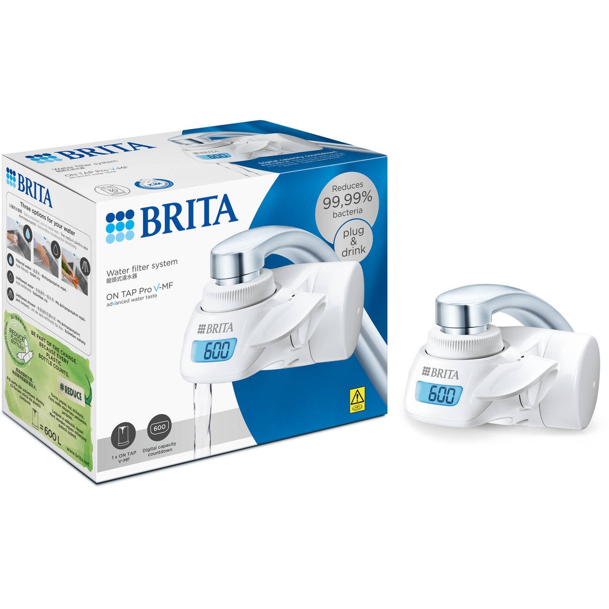 BRITA On Tap Pro V-MF Water Filter System 600L, Tap-Mounted with LCD Display