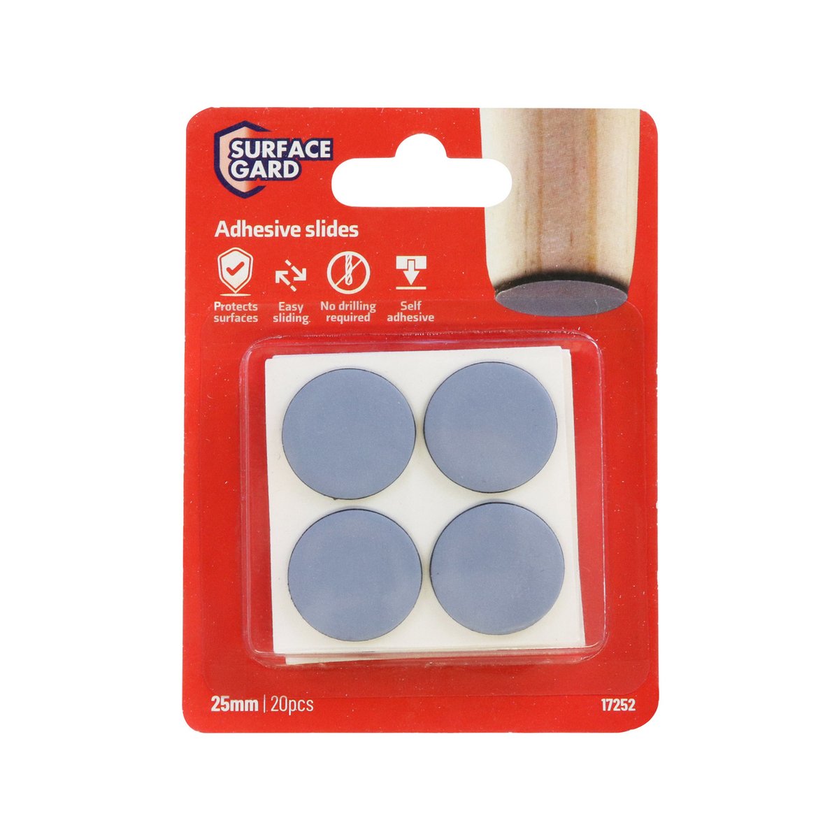 Surface Gard 25mm Round PTFE Self Adhesive Slider - 20 Pack