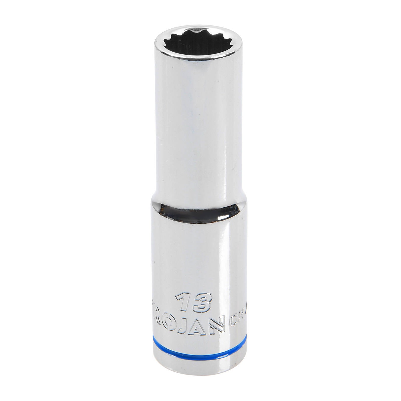 Trojan 13mm Deep Socket 1/2" Drive, Chrome Vanadium 12 Point Metric