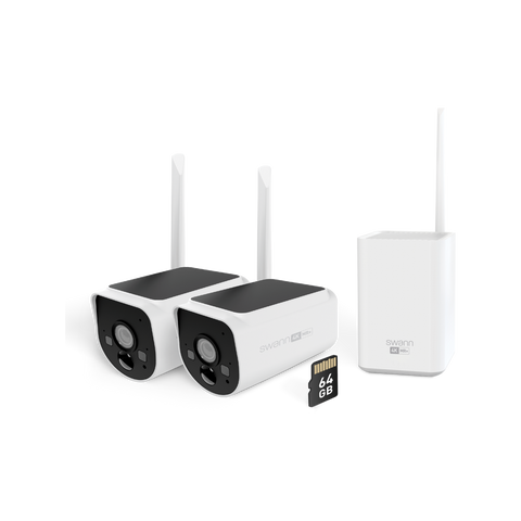 Swann MaxRanger 4K Solar Wireless Security System 2 Pack, 64GB, Night Vision SWNVK-MR4KSD2-AU
