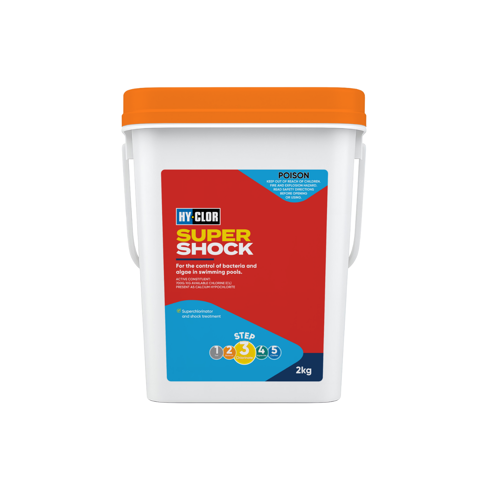 Hy-Clor Super-Shock Granular Chlorine 2kg 70% Calcium Hypochlorite