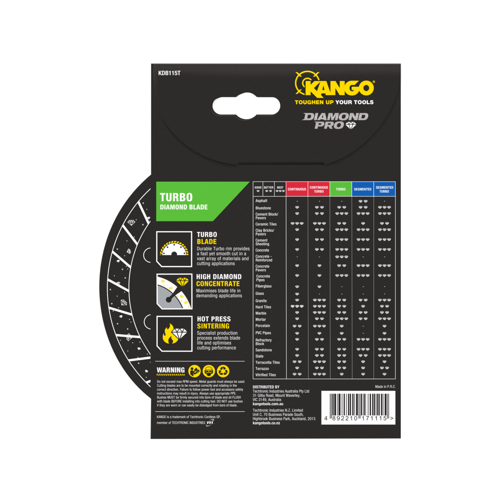 Kango 115mm Turbo Diamond Saw Blade KDB115T
