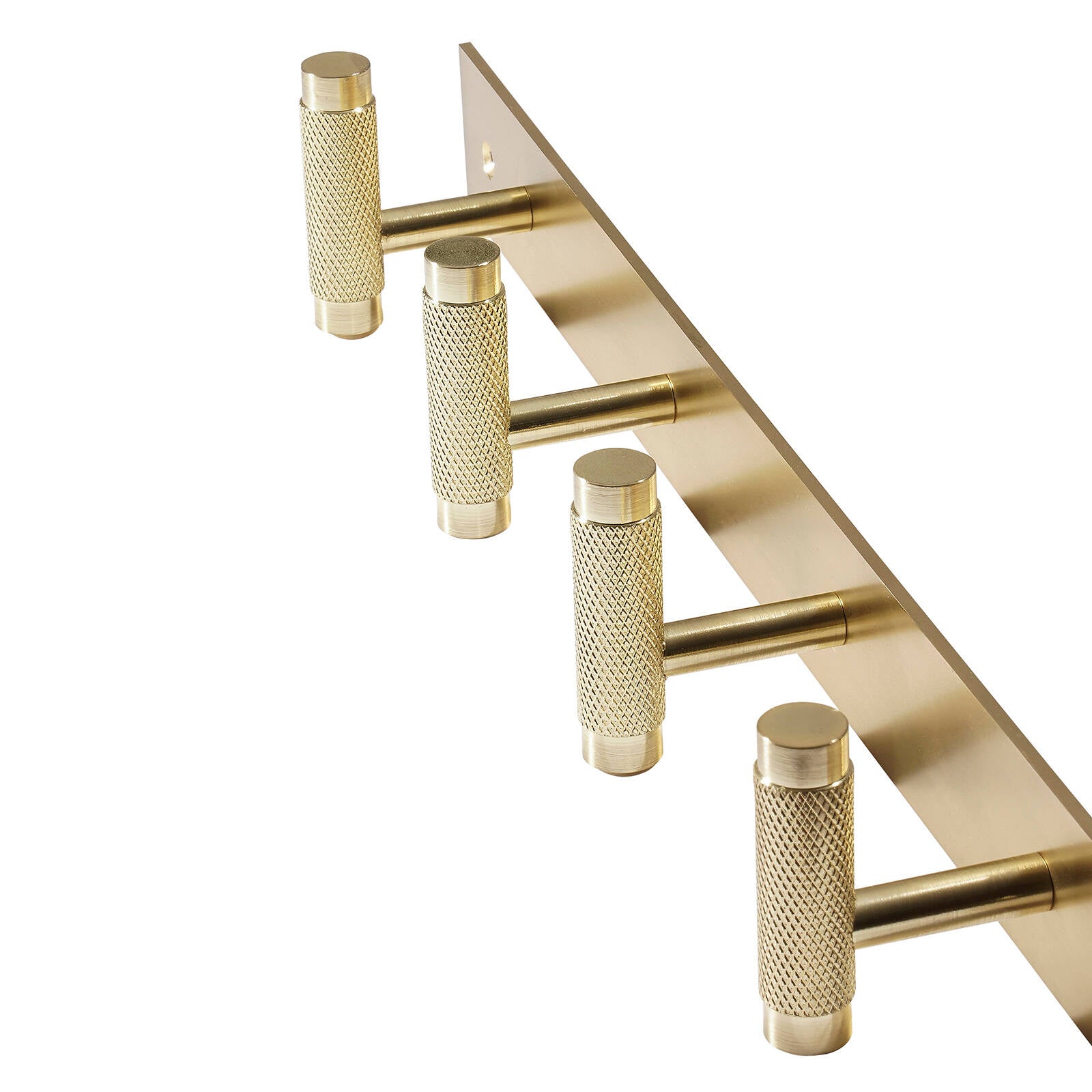Adoored 4 Hook Brass Knurled Decorative Steel Hook Rack