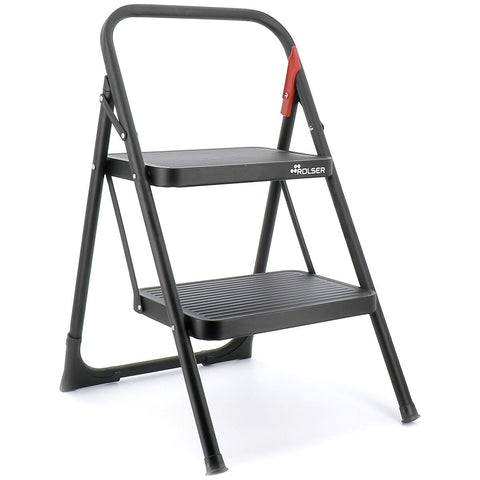 Rolser M10 UNE folding stool - black finish, foldable and lightweight - R-MET003-1023