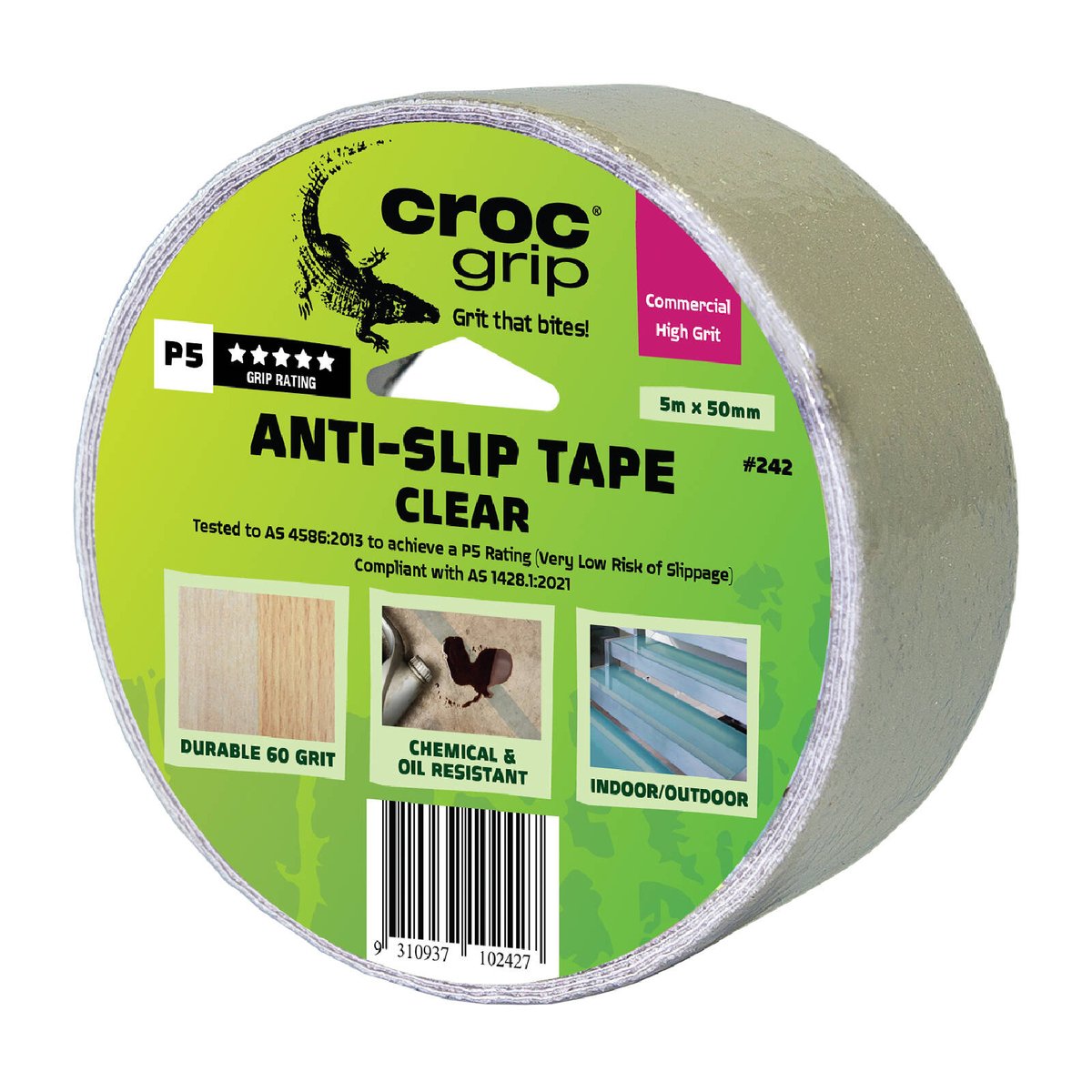 Croc Grip Anti Slip Tape - 5m x 50mm - Clear - Chemical Resistant - SuperSaverAU - view 1