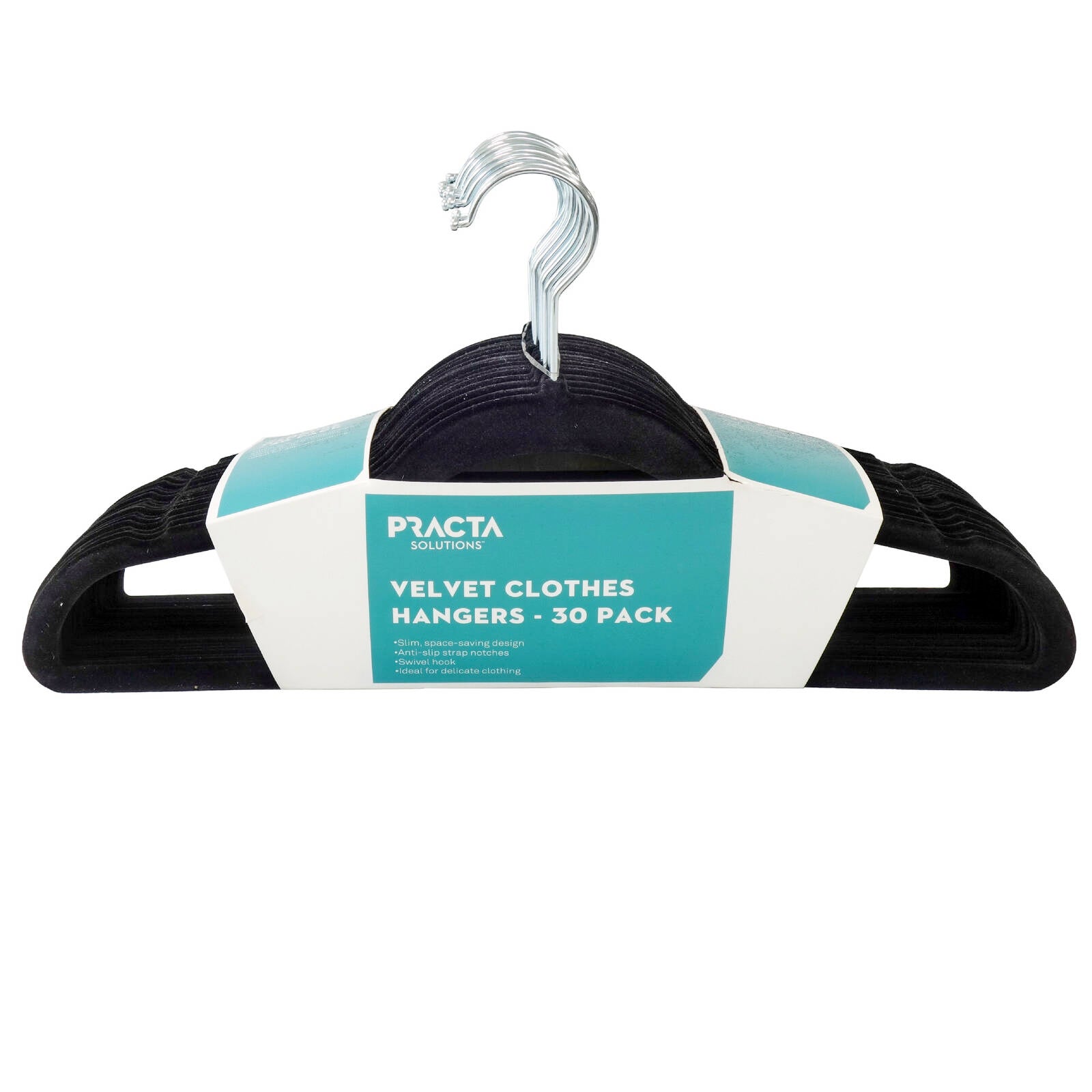 Practa Velvet Slim Clothes Hangers 30 Pack Non-Slip with Strap Notches