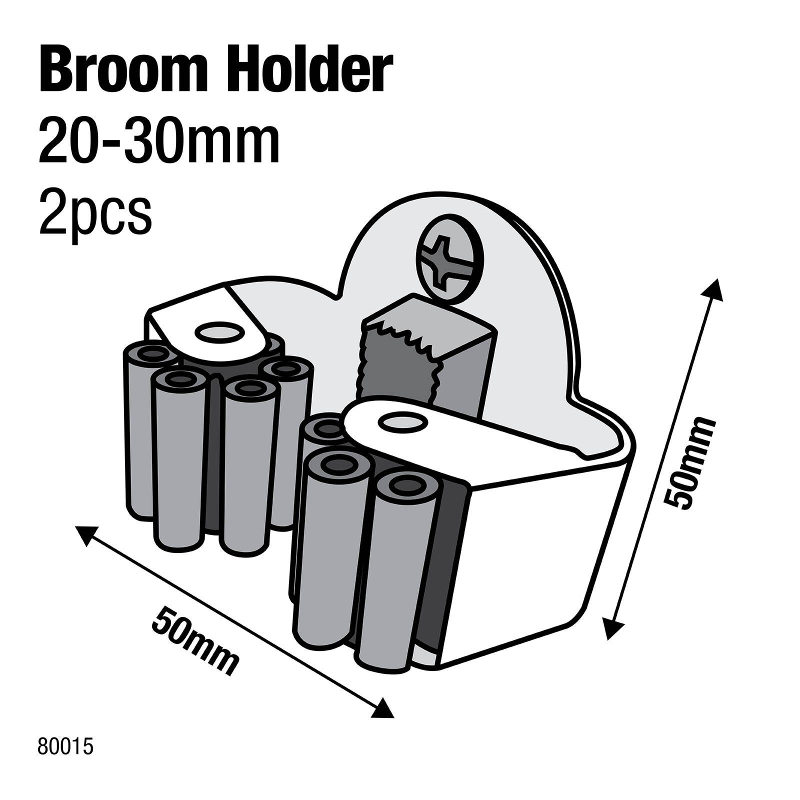 Everhang 20-30mm Broom Holder - 2 Pack