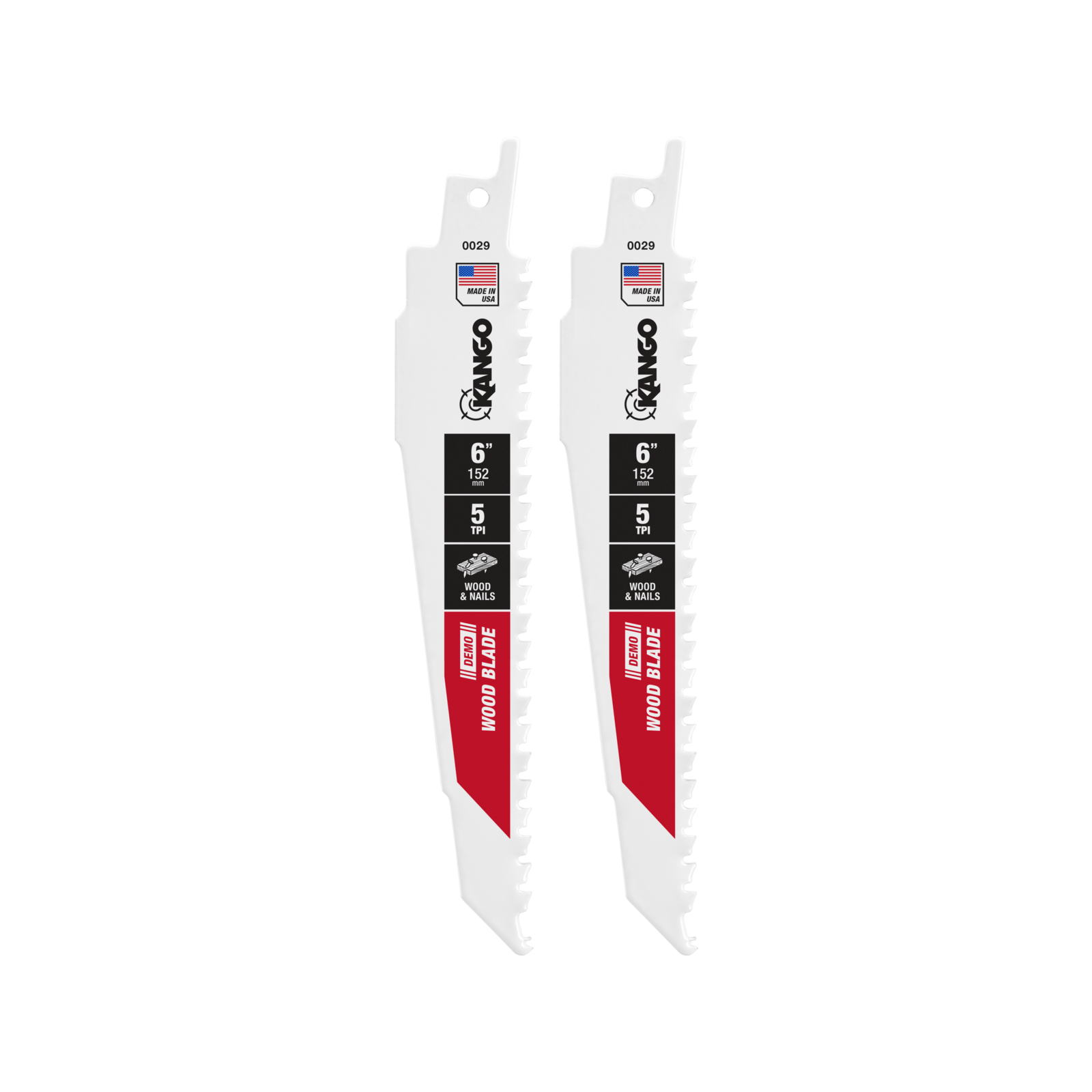Kango 6" 5 TPI Wood Demo Reciprocating Saw Blades - 2 Pack