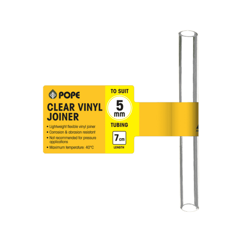 Pope 5mm x 7cm Clear Vinyl Tubing Joiner - Flexible PVC Connector