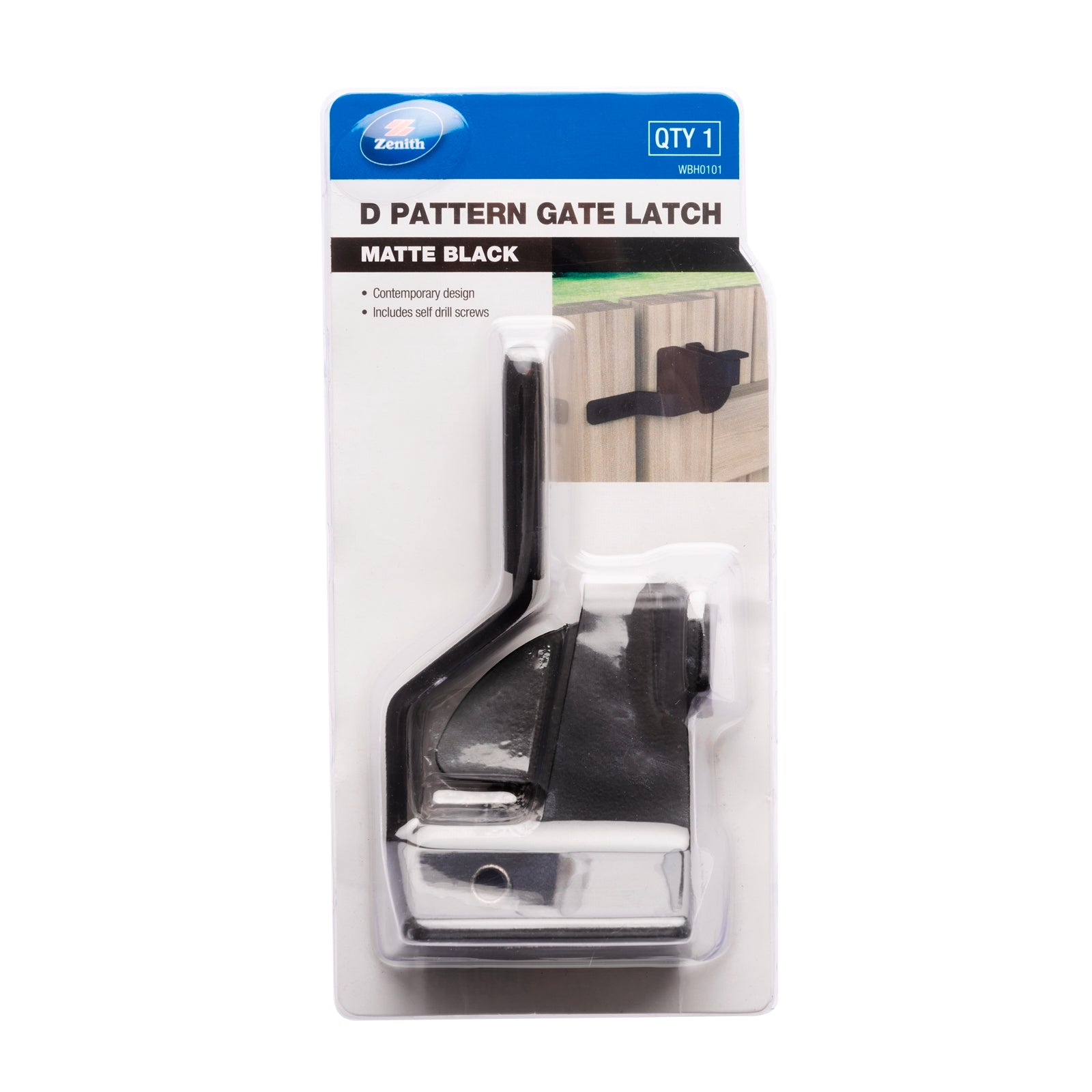 Zenith Matte Black Steel D Pattern Gate Latch