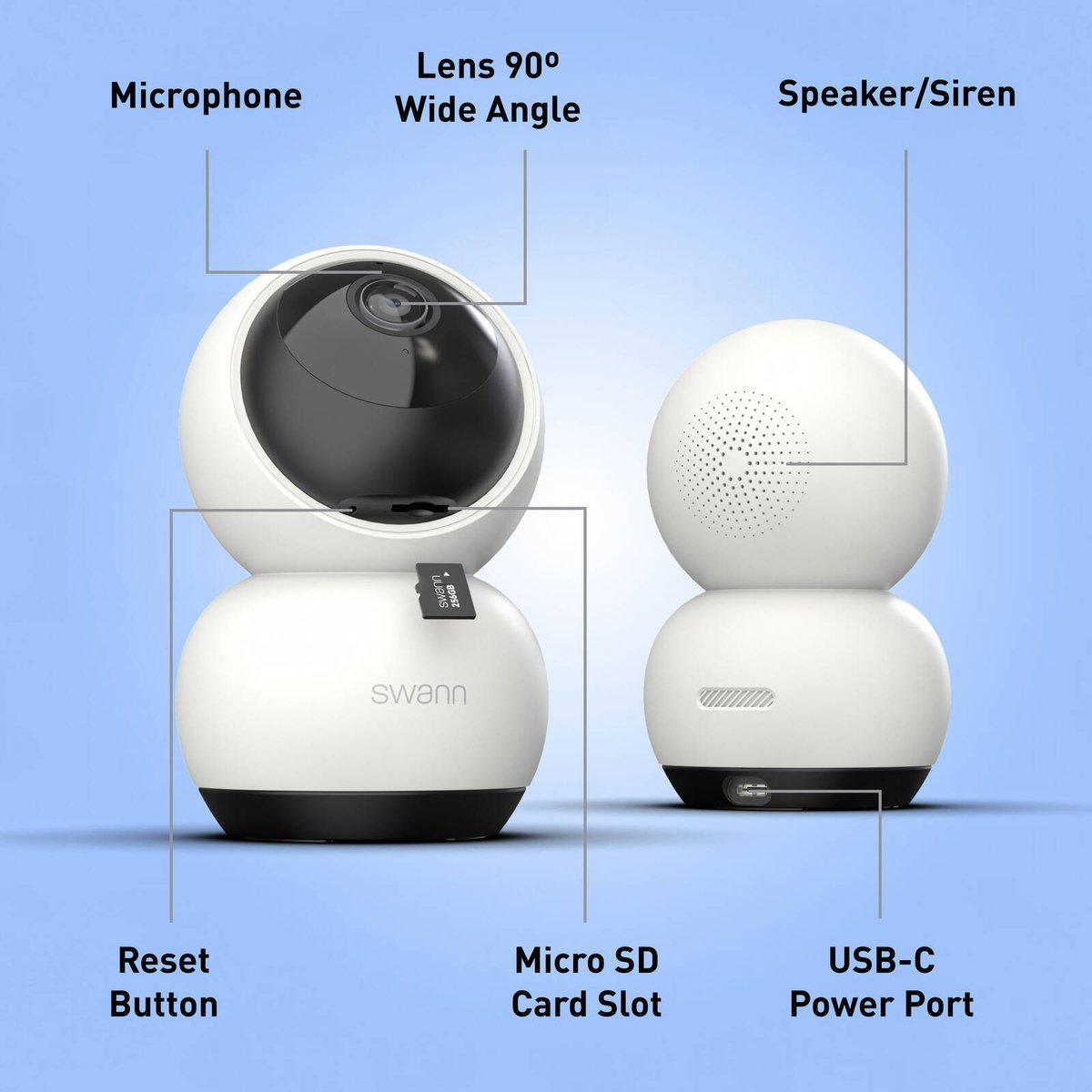 Swann EVO 2K Indoor Pan Tilt Wi-Fi Security Camera SWIFI-SE2KPT-AU