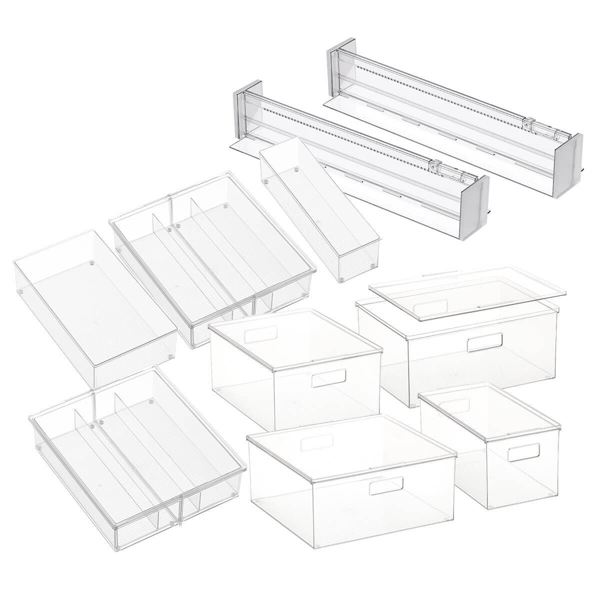 The Container Store 9 piece closet pack - clear PET, lidded and open storage - VTCS-CLOSET-P1