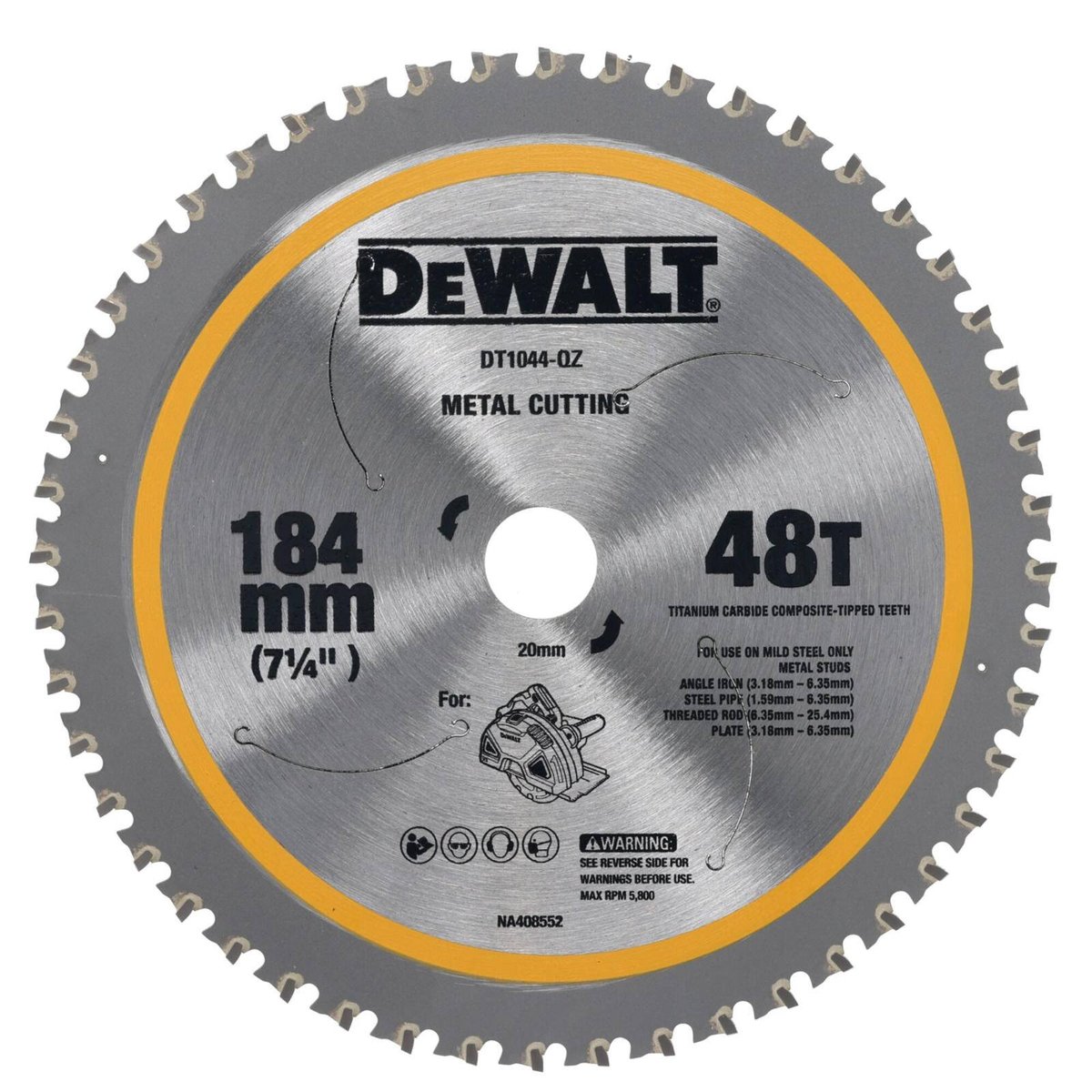 Dewalt Circular Saw Blade - 184mm 48t - Mild Steel - DT1044-QZ - Durable - SuperSaverAU - view 1