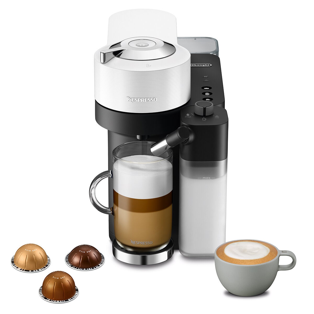 DeLonghi Nespresso Vertuo Lattissima machine 1.7L - White, Centrifusion technology, milk recipes - ENV300W