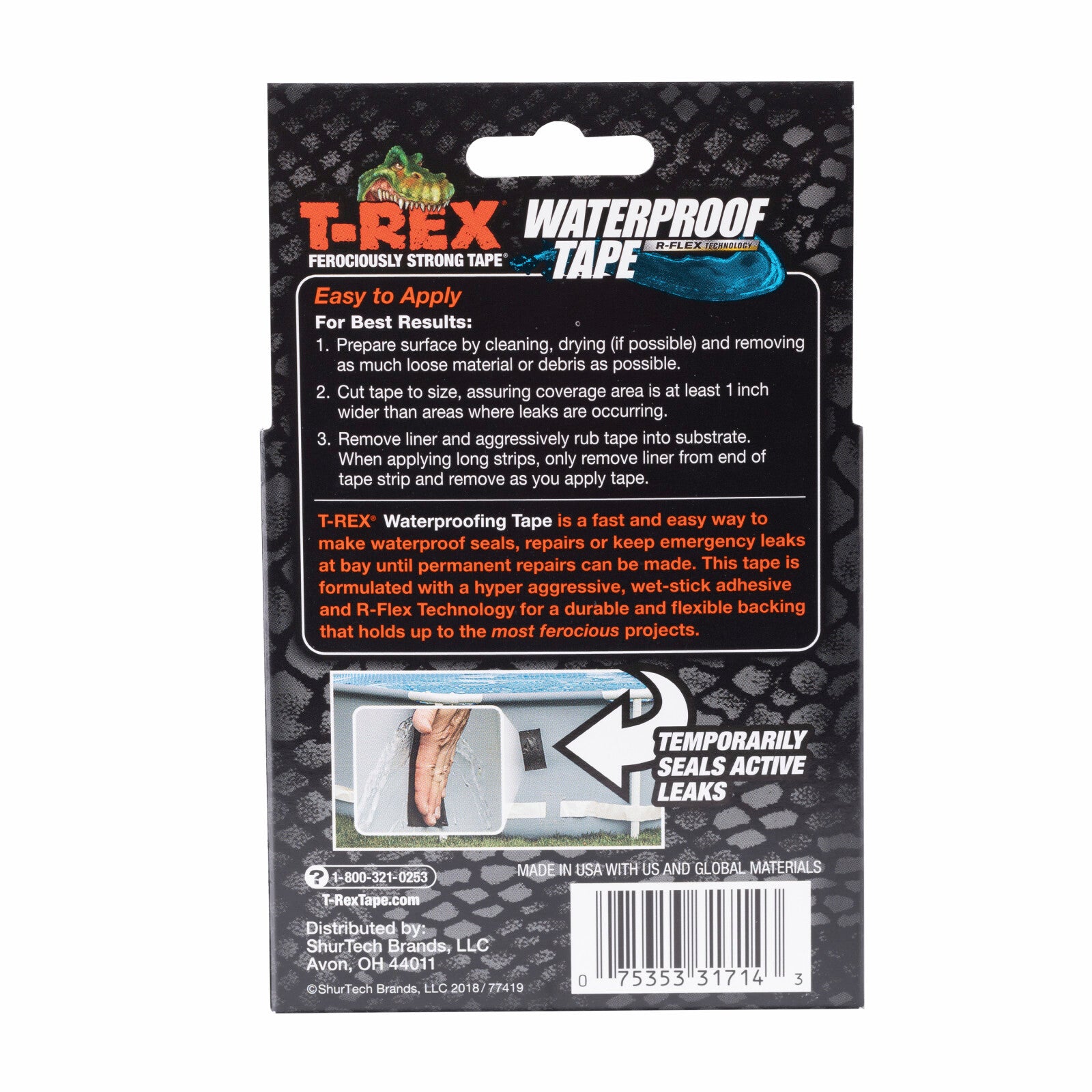 T-Rex 50mm x 1.5m Strong Waterproofing Tape UV Resistant Indoor Outdoor