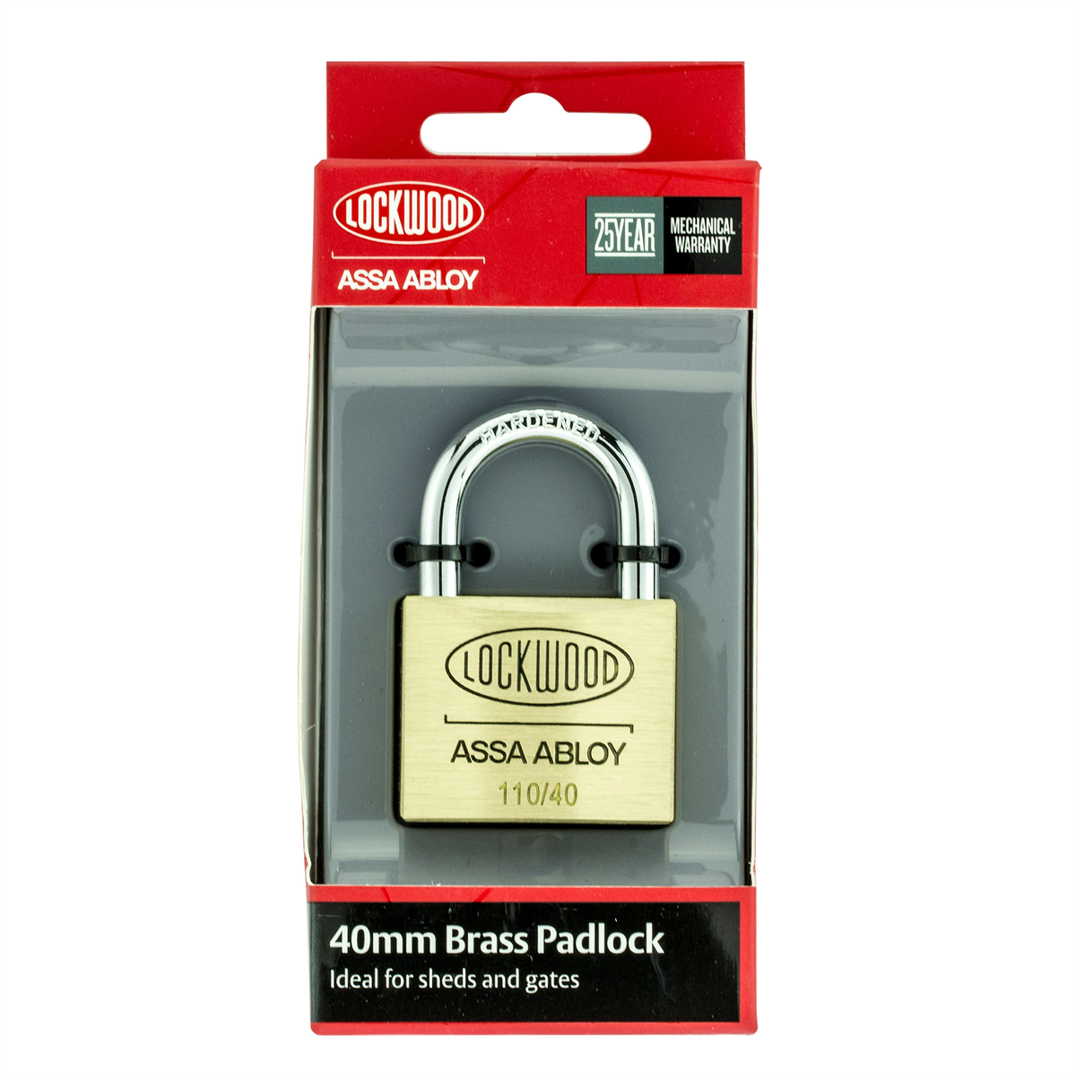 Lockwood 40mm Solid Brass 110 Series Padlock Keyed Brass Lock