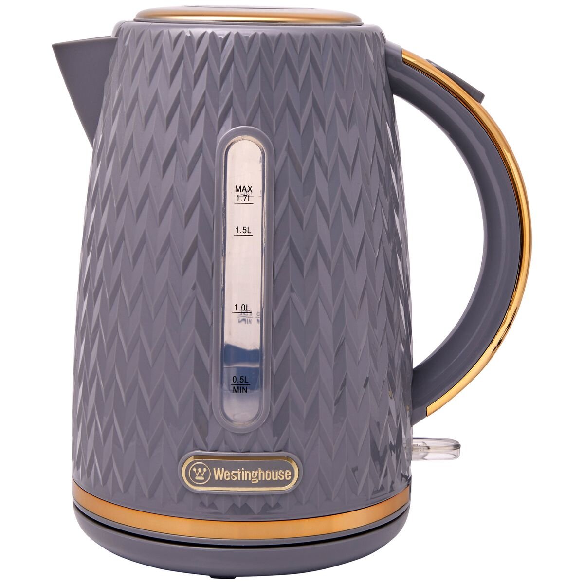 Westinghouse Kettle and Toaster Pack - 1.7L Rapid Boil Kettle, 4 Slice Toaster, Grey Gold - WHKTPK13GG
