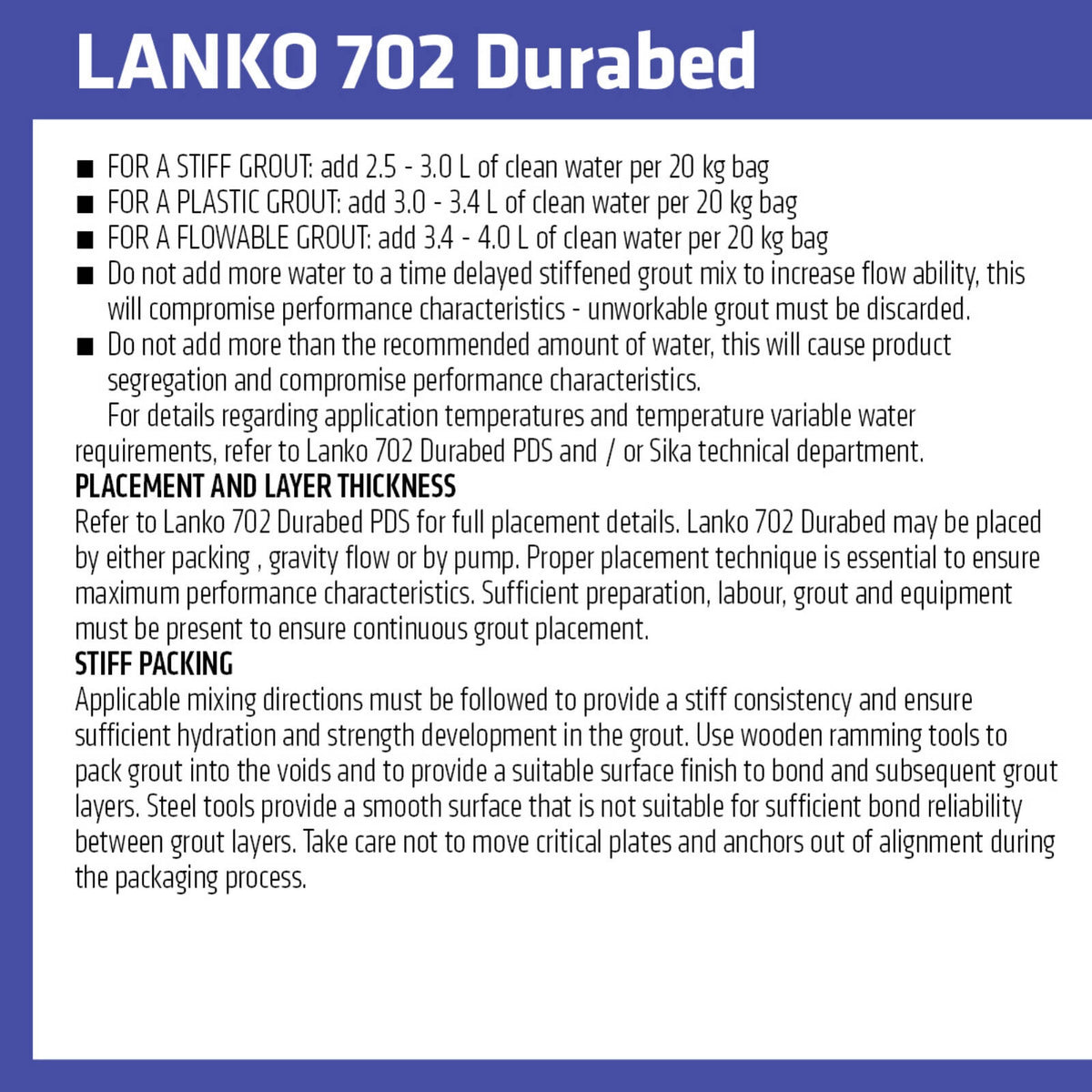Davco Lanko 702 Durabed Structural Grout 5kg, High Strength Cement Based, Grey