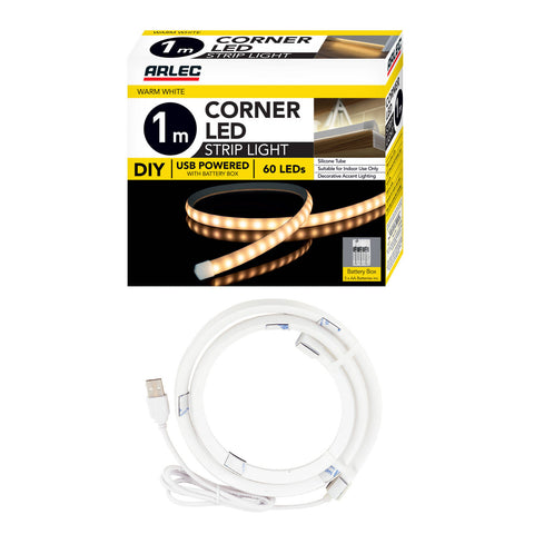 Arlec 1m Corner LED Strip Light, Warm White, Indoor, Corded ALD172