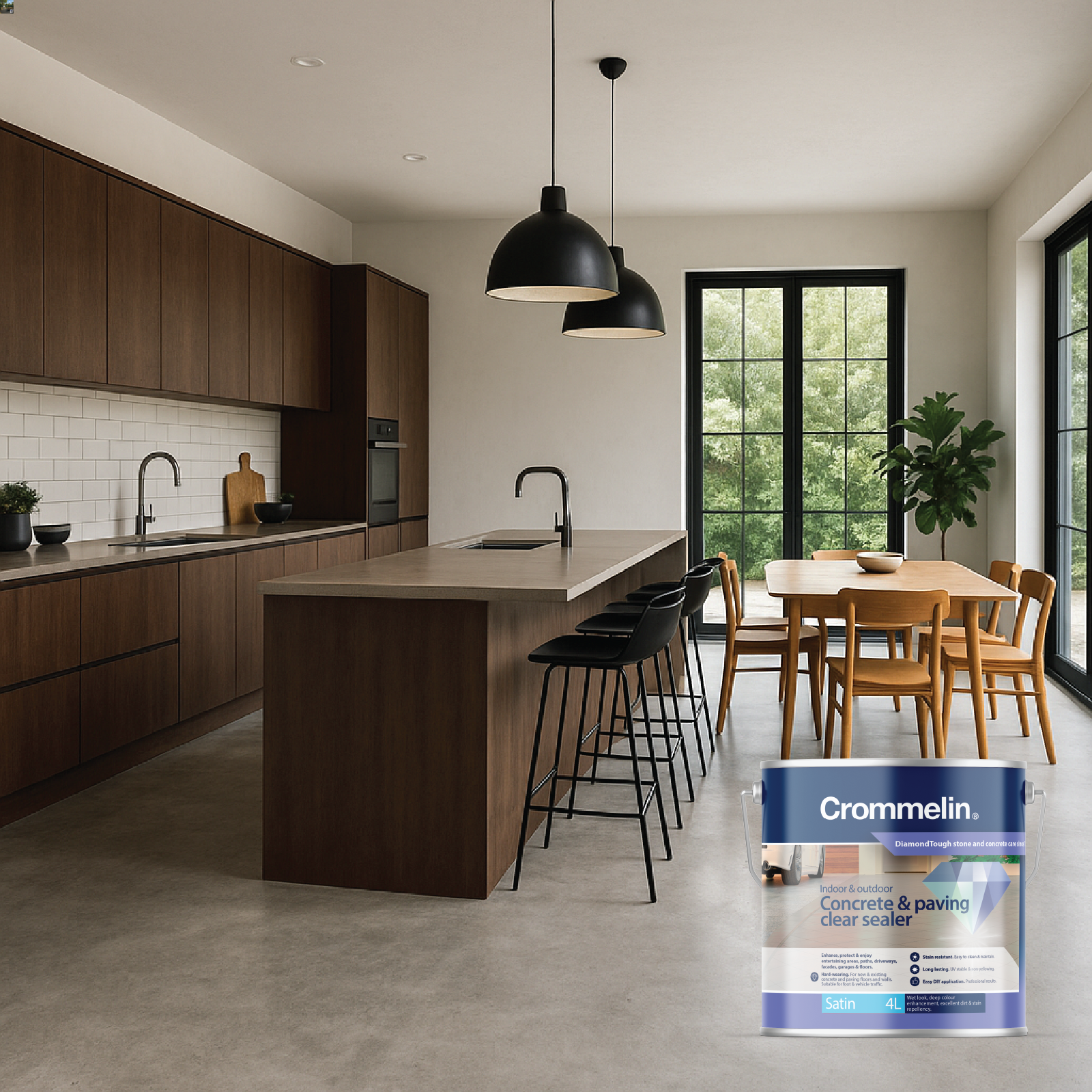 Crommelin 4L Clear Satin DiamondTough Concrete & Paving Sealer, Solvent Based