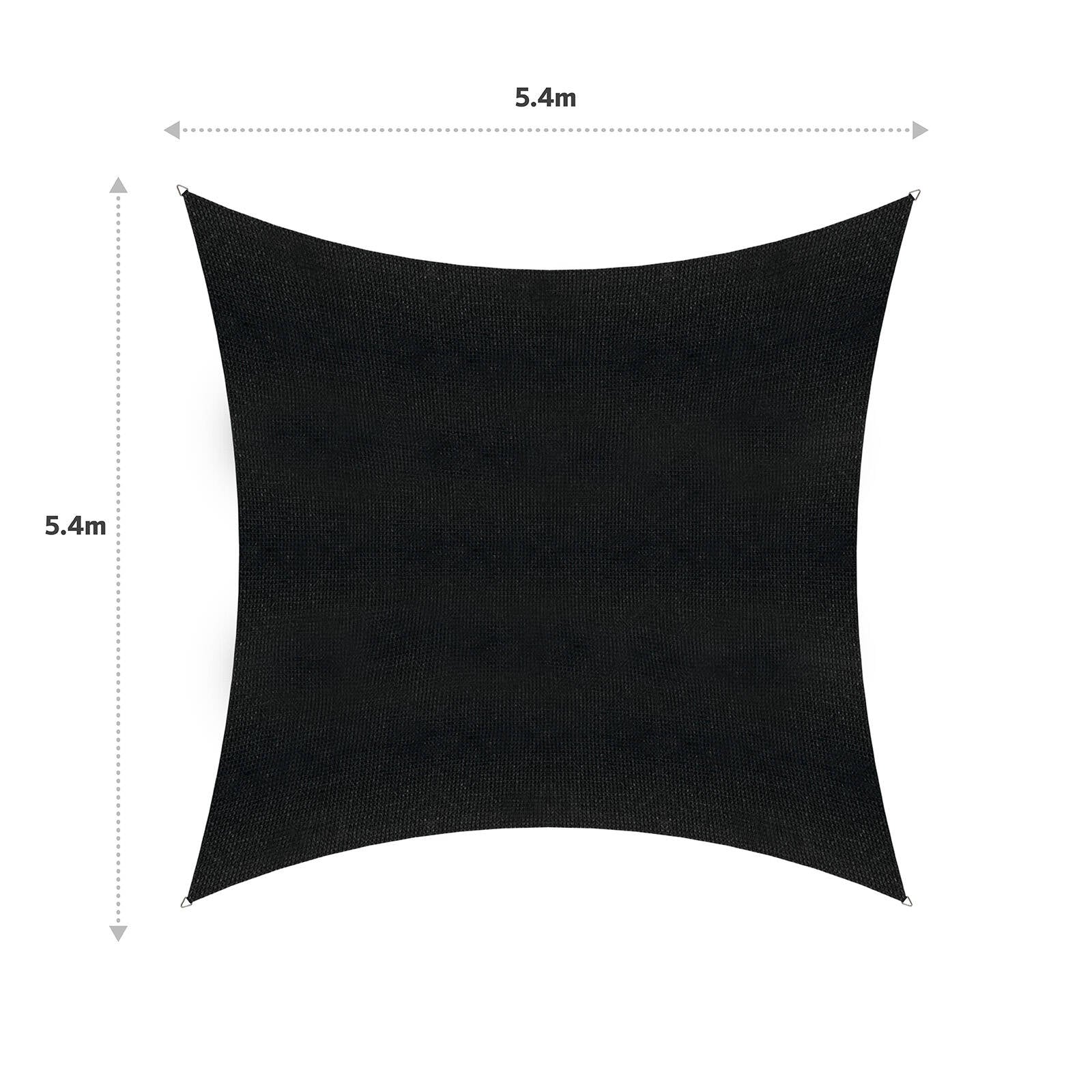 Coolaroo 5.4 x 5.4m Graphite Square Commercial Grade Shade Sail - 95% UV Block