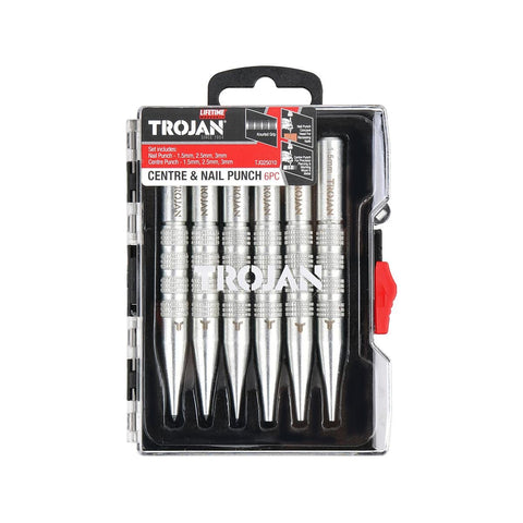 Trojan 6 Piece Centre and Nail Punch Set - 1.5mm, 2.5mm, 3mm - Durable - SuperSaverAU - view 1