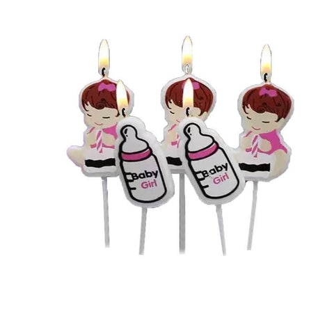 Baby Girl Feeding Bottle Birthday Cake Candles - Baby Shower