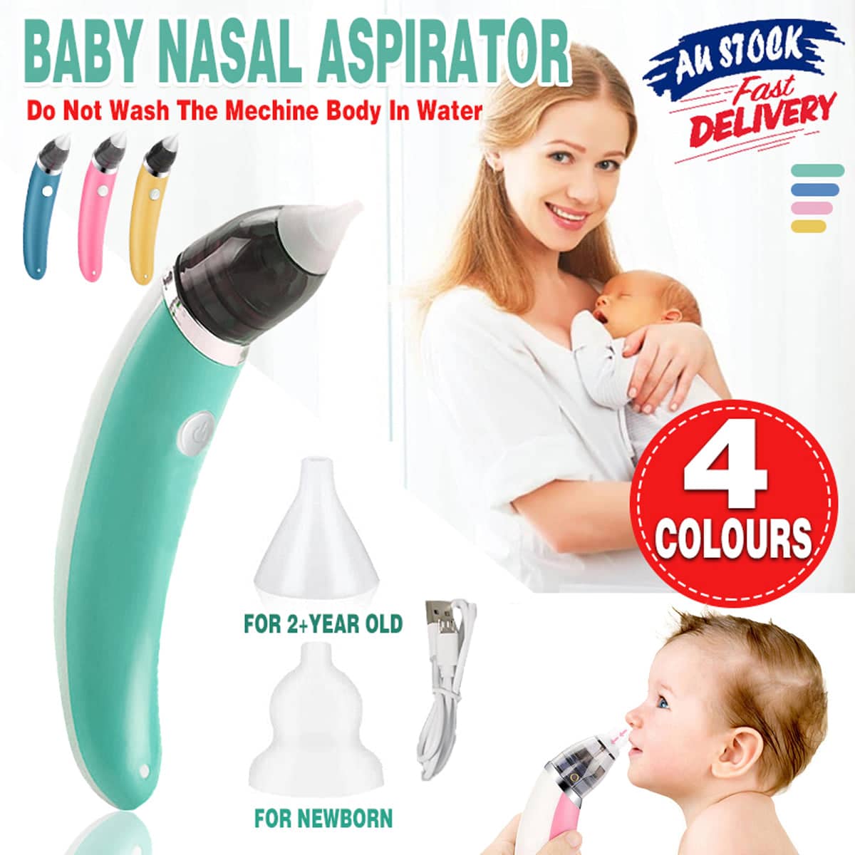 Baby Nasal Aspirator Electric Nose Cleaner for Newborns - Blue - view 2