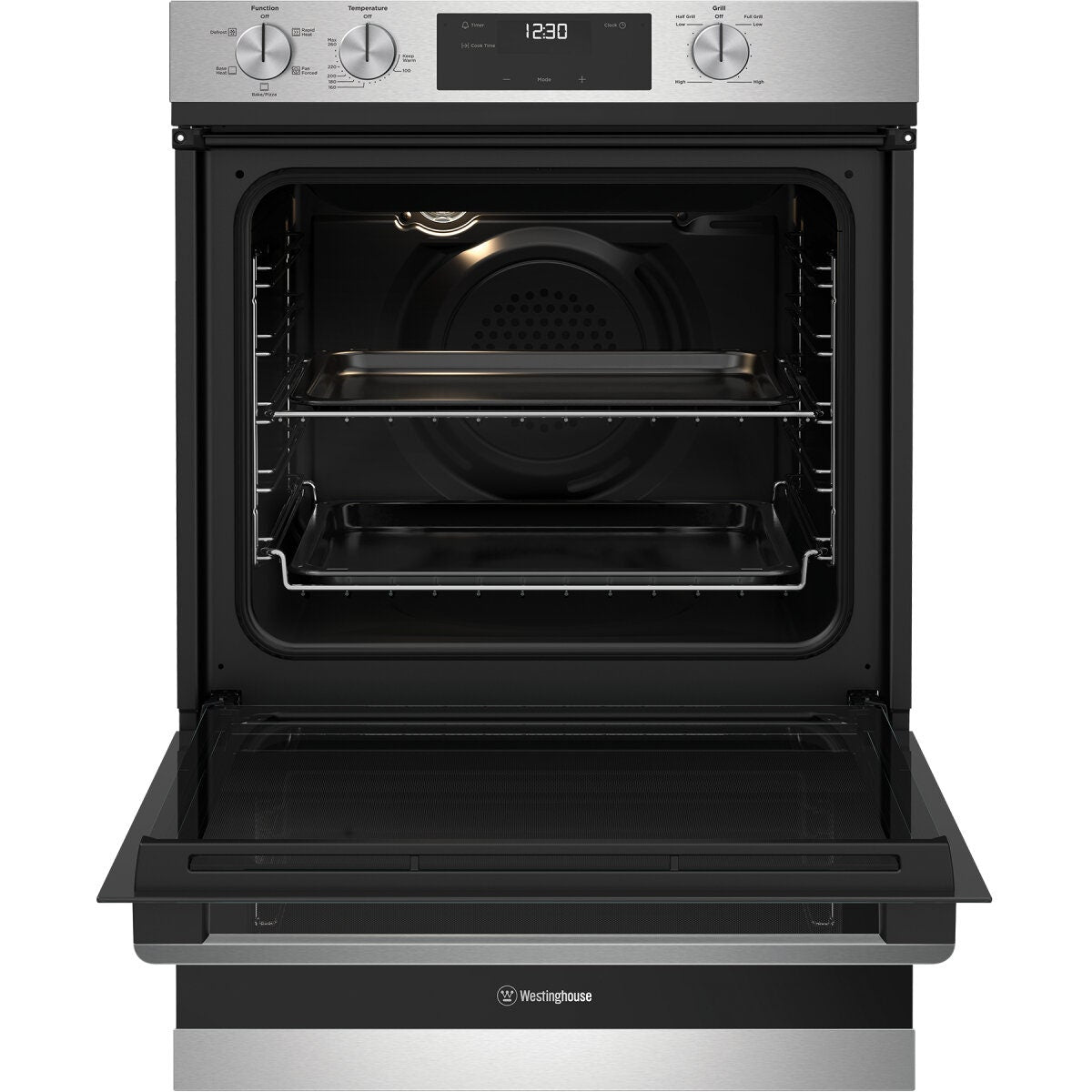 Westinghouse 60cm Multi-Function Oven and Grill - Stainless Steel, Separate Grill, Fast Heat Up - WVE6565SD