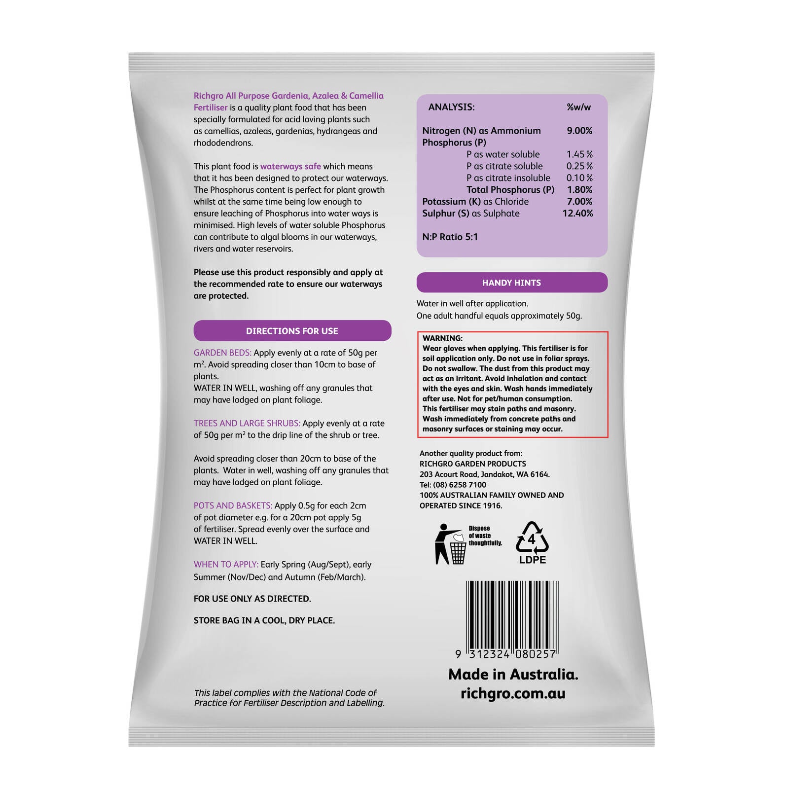 Richgro 5kg Gardenia, Azalea & Camellia Fertiliser with Added Wetting Agent