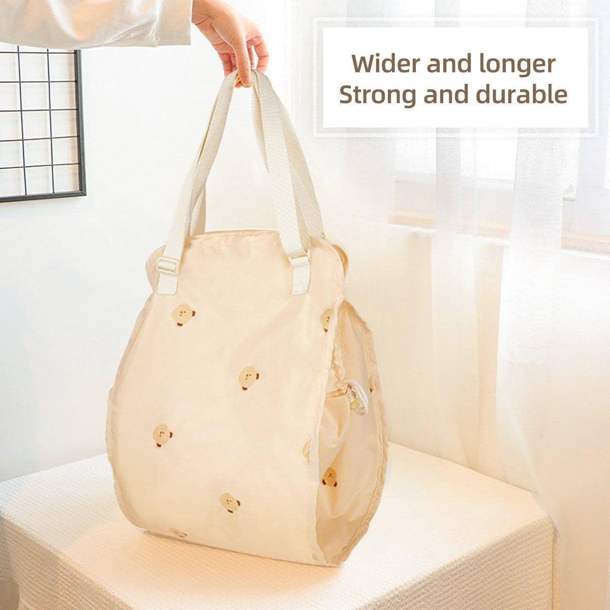 Back Seat Car Storage Organiser Bag with Bear Print - Beige - view 5