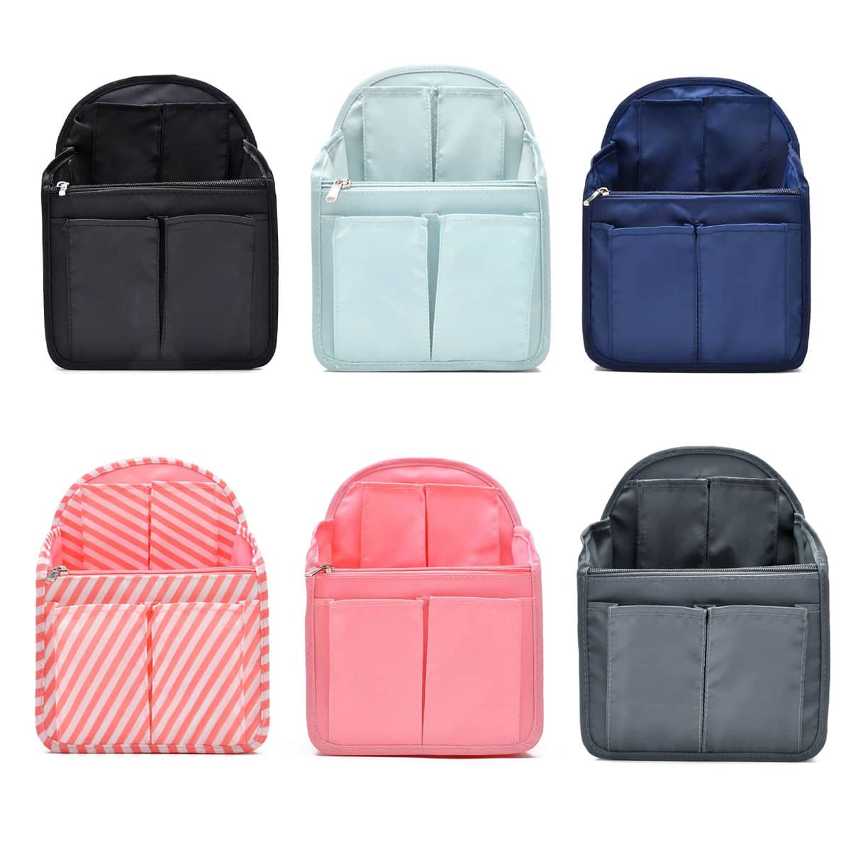 Backpack Liner Organiser Insert Bag, 12 Pockets - Black - view 3