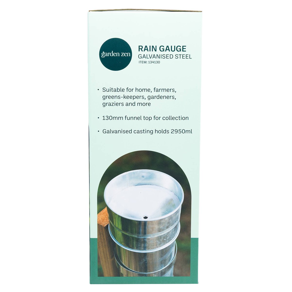 Garden Zen Metal Rain Gauge, Galvanised Steel & Glass, Bracket Mount