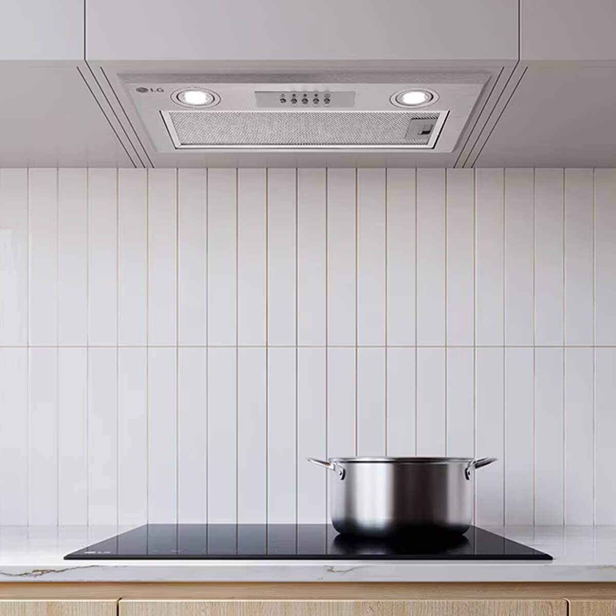 LG 52cm undermount rangehood - 610m³/h extraction, 3 fan speeds, LED lighting, stainless steel - BR605IU1S